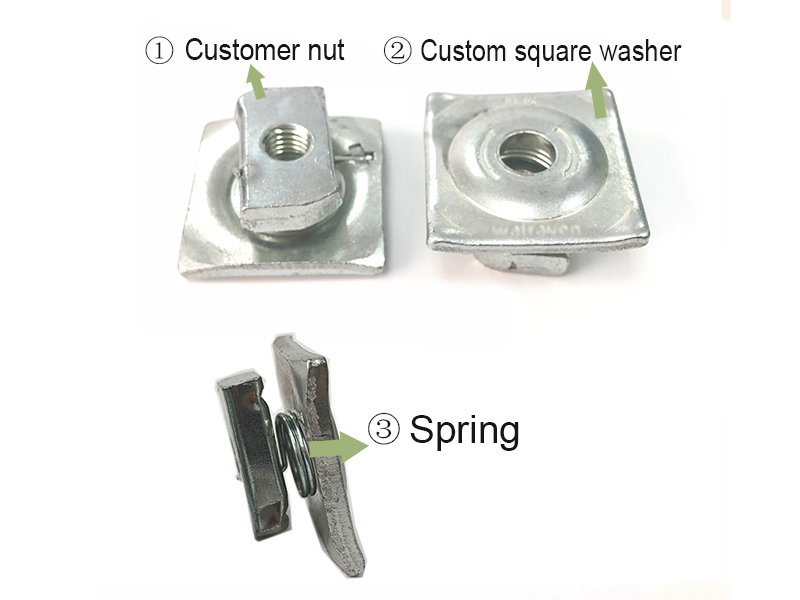 Spring nut welding washer
