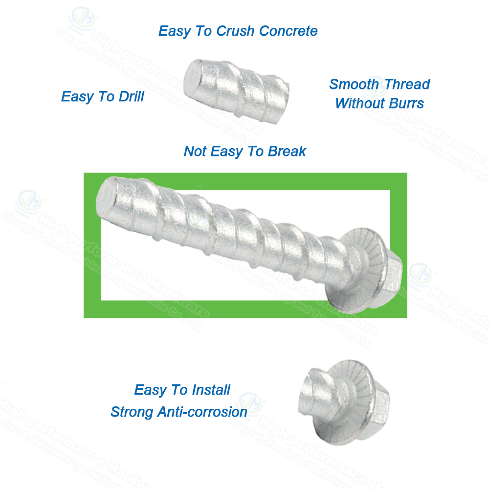 JM Hardware® Concrete Bolt/ Screw Anchor/ Confast Screw/ Masonry Screw/ Consert Screw/ Wedge Bolt