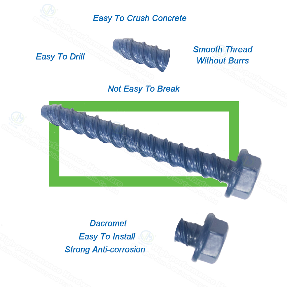 JM Hardware® Concrete Bolt/ Screw Anchor/ Confast Screw/ Masonry Screw/ Consert Screw/ Wedge Bolt