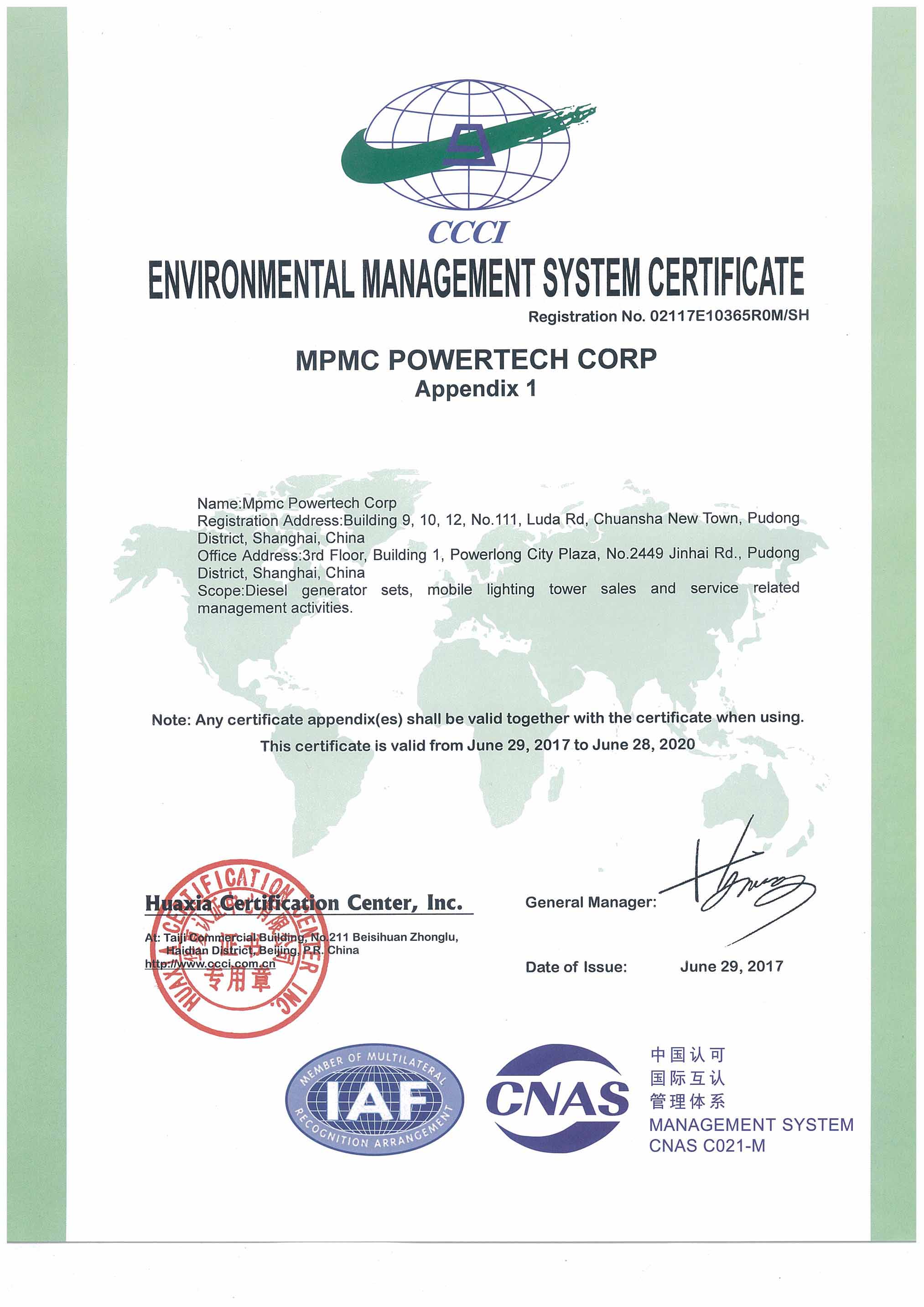 Environmental Management System Certificate Shanghai