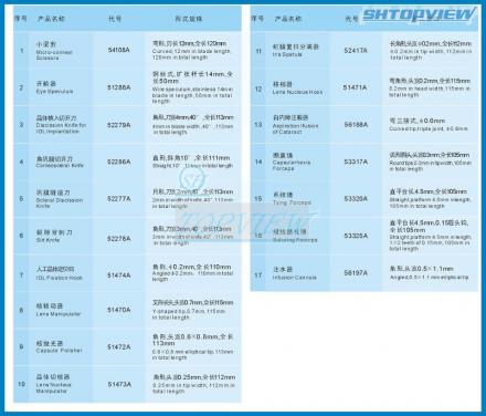 SYX17 Microsurgical Instrument Set for Phaco