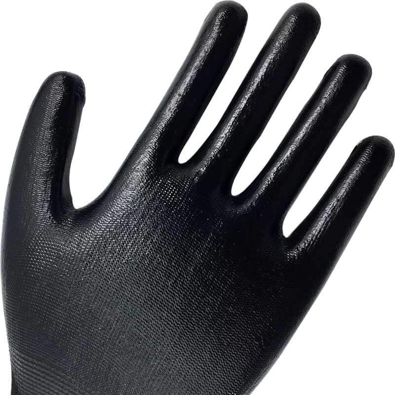 Black Smooth Nitrile Dipped Nylon Palm Work Glove -NY1350-BLK