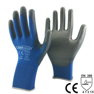 Nylon Knitted Liner Dipping PU Palm Protective Glove- PU1350-NV/BLK