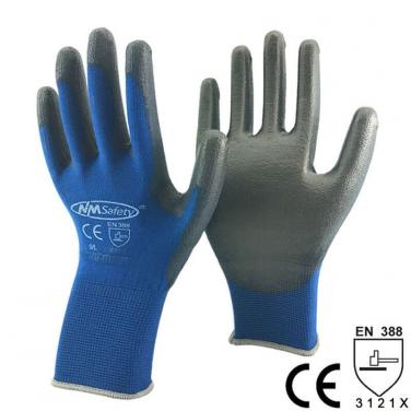Navy Blue Polyester Dipped Safety Work Protect Glove - PU1350P-NV/BLK