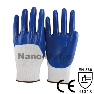 Blue Nitrile 3/4 Dipped Nylon Palm Glove -NY1355-B