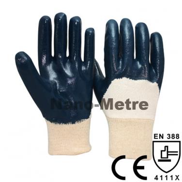 Blue Nitrile 3/4 Dipped Chemical Glove With Anti-oil Function - NBR1230-B