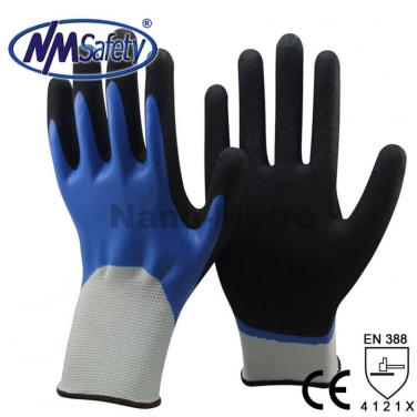 13 Gauge Nylon Full Coated Smooth Nitrile Water Resistant  Work Glove - NY1359DC-B/BLK