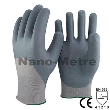 13 Gauge White Nylon Liner 3/4 Coated Grey Foam Nitrile Palm Glove- NY1355F-GR