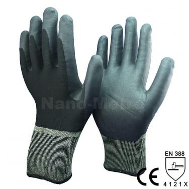 Black Nylon & Nappy Acrylic Liner Coated Foam Nitrile Palm Glove- NY1350FRBL-BLK