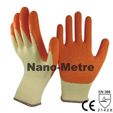 Orange Latex Dipping Yellow Polycotton Construction Glove -NM10902-Y/OR