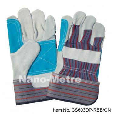 Cow split leather reinforced palm work gloves - CS603DP