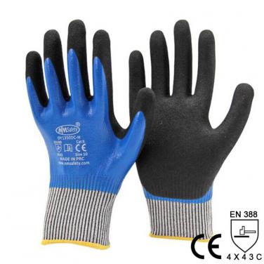 Water Resistant and Oilproof Double Nitrile Coated Work Glove  - DY1359DC-B/BLK