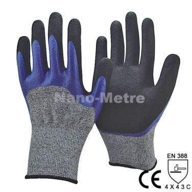 Double Coating Cut Resistant Work Glove with Water Resistant on Palm - DY1355DC-B/BLK
