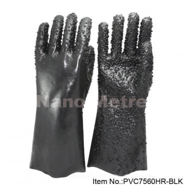 Cotton Interlock Coated Black PVC Glove - PVC7560HR-BLK