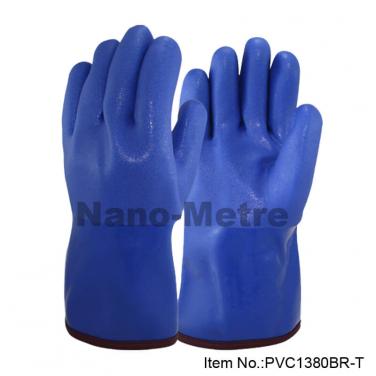 Terry Cloth Liner With Blue PVC Full Coated Gauntlet - PVC1380BR-T