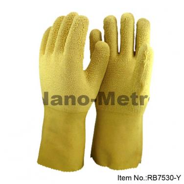 Yellow Rubber Work Glove With Jersey Liner, Wrinkle Finish -RB7530-Y