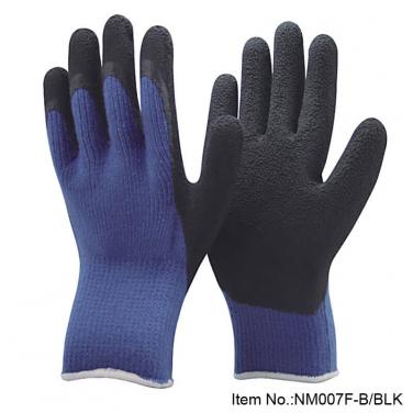 Foam Latex Dipped 7G Acrylic Nappy Work Glove -NM007F-B/BLK