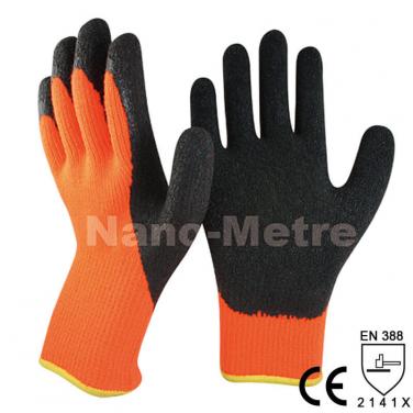 Orange Thermal Working Latex Gloves For Winter Use - NM007-OR/BLK