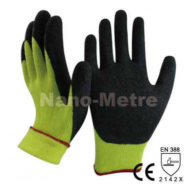 10 Gauge Seamless Knitted Hi-viz Yellow Acrylic Nappy Winter Protective Glove -NM10930-HY/BLK