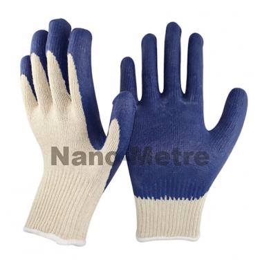 10 Gauge Natural Polycotton Liner Coated Blue Latex Palm Glove -NM1010-B