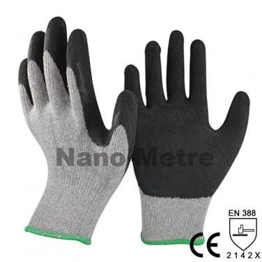 Black Latex Dipped On Polycotton Glove Palm, Economic style - NM10902E-GR/BLK