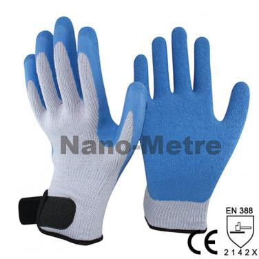 10 Gauge Seamless Knitted Polycotton Glove With Magic Buckle Wrist  -NM10902M-GR/B