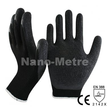 Black Polycotton Dipping Latex Palm Mechanic Glove -NM10902-BLK