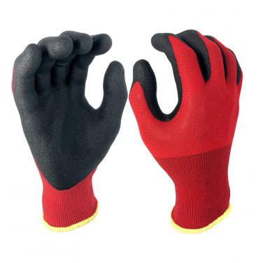 Nylon Liner Coated Foam PVC Glove -PVC1350F-R/BLK