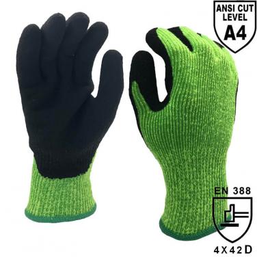 7 Gauge Them-Cut™ Fiber Knitted Coated Black Foam Latex on Palm Glove - DY007NMF