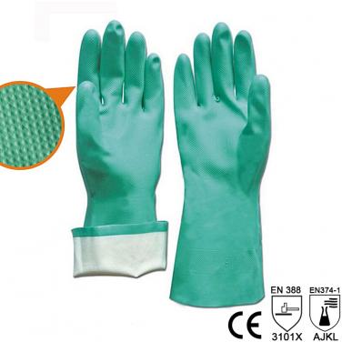 Nitrile Full Coated Glove With Diamond Grip Palm - US11205