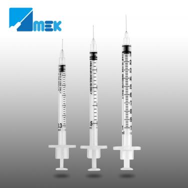 Diabetes syringe with fixed needle