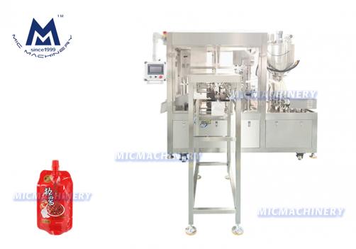 MIC Four Head Rotor Pump Spout Pouch Packing and Locking Machine (Sauces 60-80 bags/min)