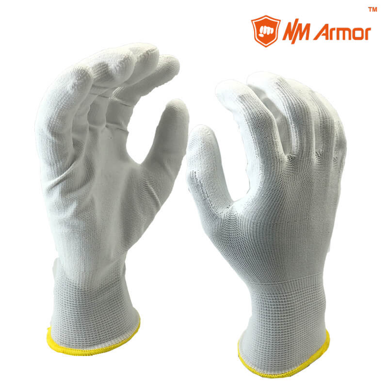 EN388:4131X 13 Gauge White Nylon Liner Coated Pu Palm Gloves-PU1350-W