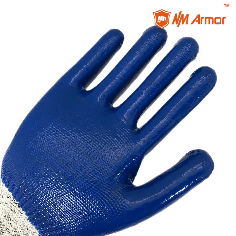 EN388:4X43C Nitrile gloves blue cut resistant full coated water-proof gloves-DY1359-BL