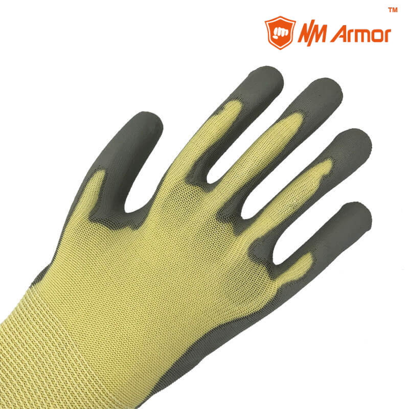 EN388:3121X 13 Gauge Polyester Knitted Liner PU Palm Coated Work Gloves PU1350P-Y/GR