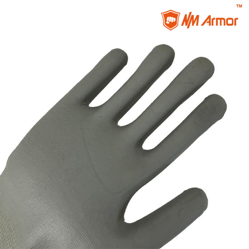 EN388:3121X 13 Gauge Polyester Knitted Liner PU Palm Coated Work Gloves PU1350P-Y/GR