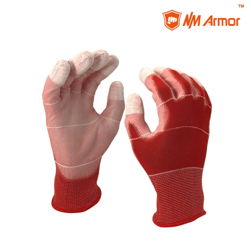 EN388:3121X 13 Gauge Polyester Knitted Liner PU Palm Coated Work Gloves PU1350PU3-R/W
