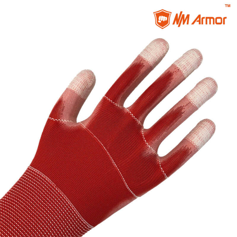 EN388:3121X 13 Gauge Polyester Knitted Liner PU Palm Coated Work Gloves PU1350PU3-R/W