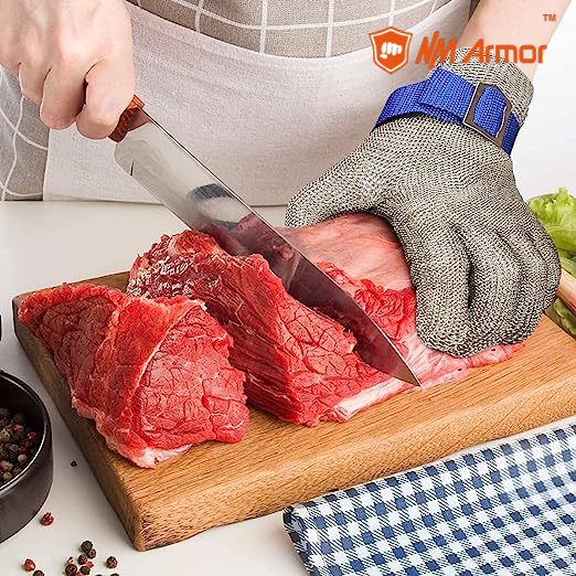 TS ANSI A9 Cut Resistant Glove-Stainless Steel Wire Metal Mesh Butcher  Safety Work Glove for Meat Cutting, fishing (Medium) : :  Industrial & Scientific