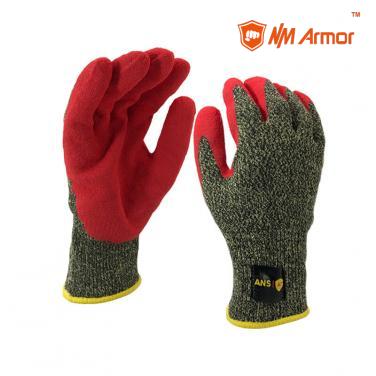 ANSI CUT 7 Aramid fiber and steel liner coated nitrile gloves-KV1350F-R-A7