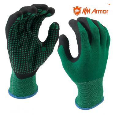 EN388:4121X High-Technology Foam Nitrile Coating Nylon Spandex Palm With Dots Glove-NY1350FD-GN