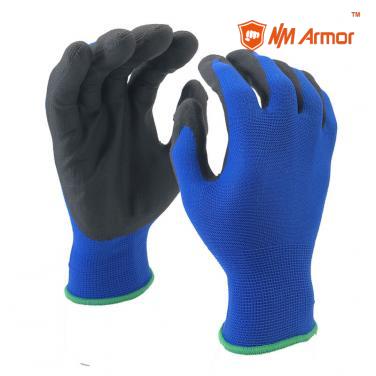EN388:4121X High-Technology Foam Nitrile Coating Nylon Spandex Palm Max Flex Gloves-NY1350FRB-B/BLK