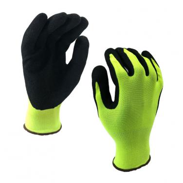 EN388:4121X 13 gauge Sandy Nitrile Coating Palm Nylon Work Glove-NY1350S-NV/BLK