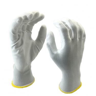 EN388:4131X 13 Gauge White Nylon Liner Coated Pu Palm Gloves-PU1350-W