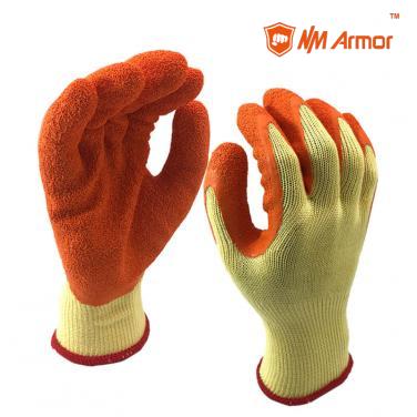 EN388:2016:2142X Orange Latex Dipping Yellow Polycotton Construction Gloves -NM10902-Y/OR