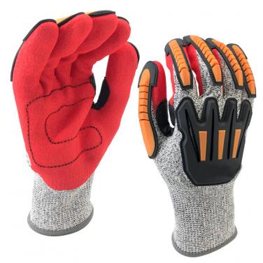 EN388:4544EP Anti-Shock Absorbing Mechanics Safety Work Glove - DY1350AC-R/BLK