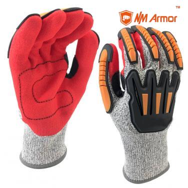 EN388:4544EP Anti-Shock Absorbing Mechanics Safety Work Glove - DY1350AC-R/BLK