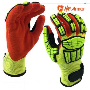 EN388:4544EP Anti cut Impact Gloves Full-Finger Hand Back TPR Oil Resistant Cut Gloves - DY1350AC-HY/OR