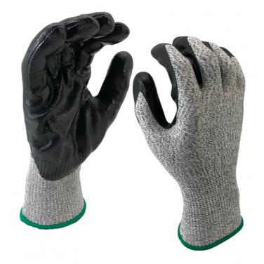 EN388:4X42C Smooth Nitrile On Palm HPPE Glove Cut Level 3 Cut Resistant Glove Safety Working Glove- DY1350-BLK