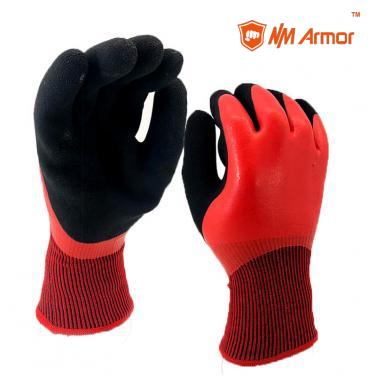 Fleece acrylic latex coated winter glove-NM1359DC-R/BLK